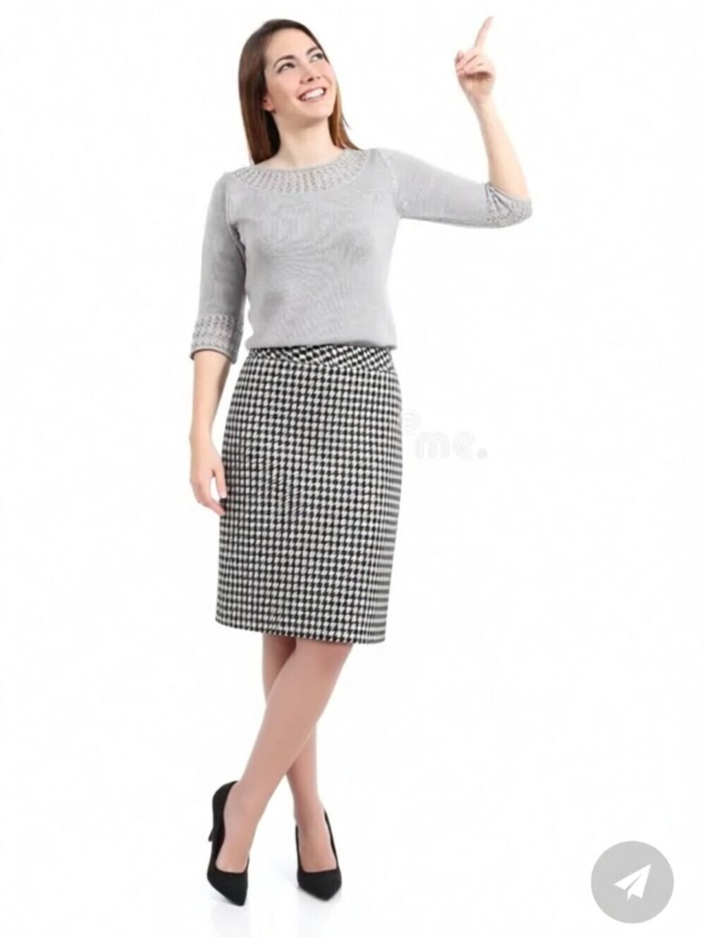 4/$67 Deal! Classic Black and White Houndstooth Skirt